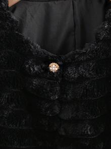 SHEIN CURVE+ Chaqueta elegante de unicolor de piel sintética de talla grande, otoño/invierno