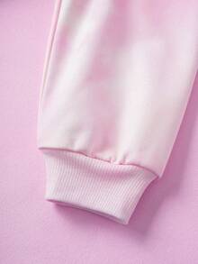 My Little Pony X SHEIN 年轻女孩休闲可爱卡通独角兽扎染印花落肩宽松套头衫，秋季/春季