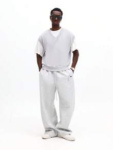 SUMWON Chaleco de punto de cuello en V sin mangas para primavera y verano, ideal para capas casuales - Gris - Ver 6