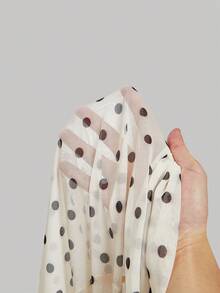 Girlism Teen Girl Summer Casual Vacation Knit Mesh Polka Dot Print Top And Fish Tail Skirt 2 Pieces Set, Polka Dot Set, Skirt Sets - Apricot - View 10