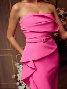 MOTF Soiréza RUFFLE TRIM TUBE PROM DRESS, PARTY - Hot Pink - View 3