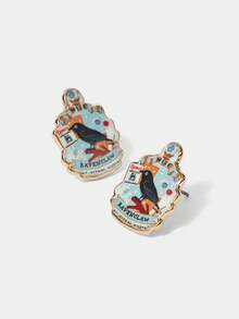 HARRY POTTER X SHEIN 1 par de pendientes con diseño de animal y letra de moda - Dorado - Ver 3