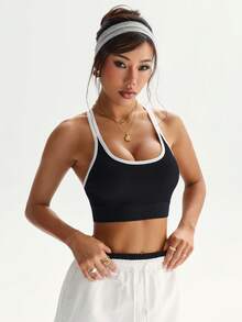 Dewbera Seamless Backless Women Sports Bra For Daily Workout - Black - View 7