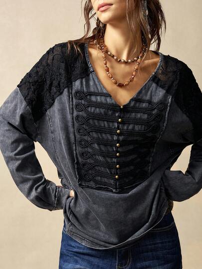 Bohemela Women's Casual Solid Color Knit Crew Neck Long Sleeve T-Shirt