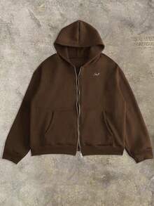 Manfinity Dauomo 男士休闲数字刺绣连帽衫，秋冬季长袖上衣