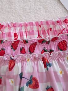 PetitDoll 3pcs/Pack Women's Cute Printed Tie-Front Panties Strawberry Panties Strawberry Lingerie Pink Strawberry Underwear Cow Cute Strawberry Underwear Ruffle Panties