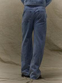 Musero 直筒破洞牛仔裤 秋冬春夏款 - 淺色水洗藍 - 查看 4