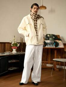 RivetRise Quần Jeans Nam Ống Rộng Màu Trắng Thoải Mái Thường Ngày - trắng - Xem 2