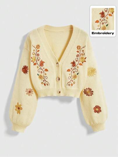Hippie Cardigan bohémien ricamato in stile cottagecore da donna