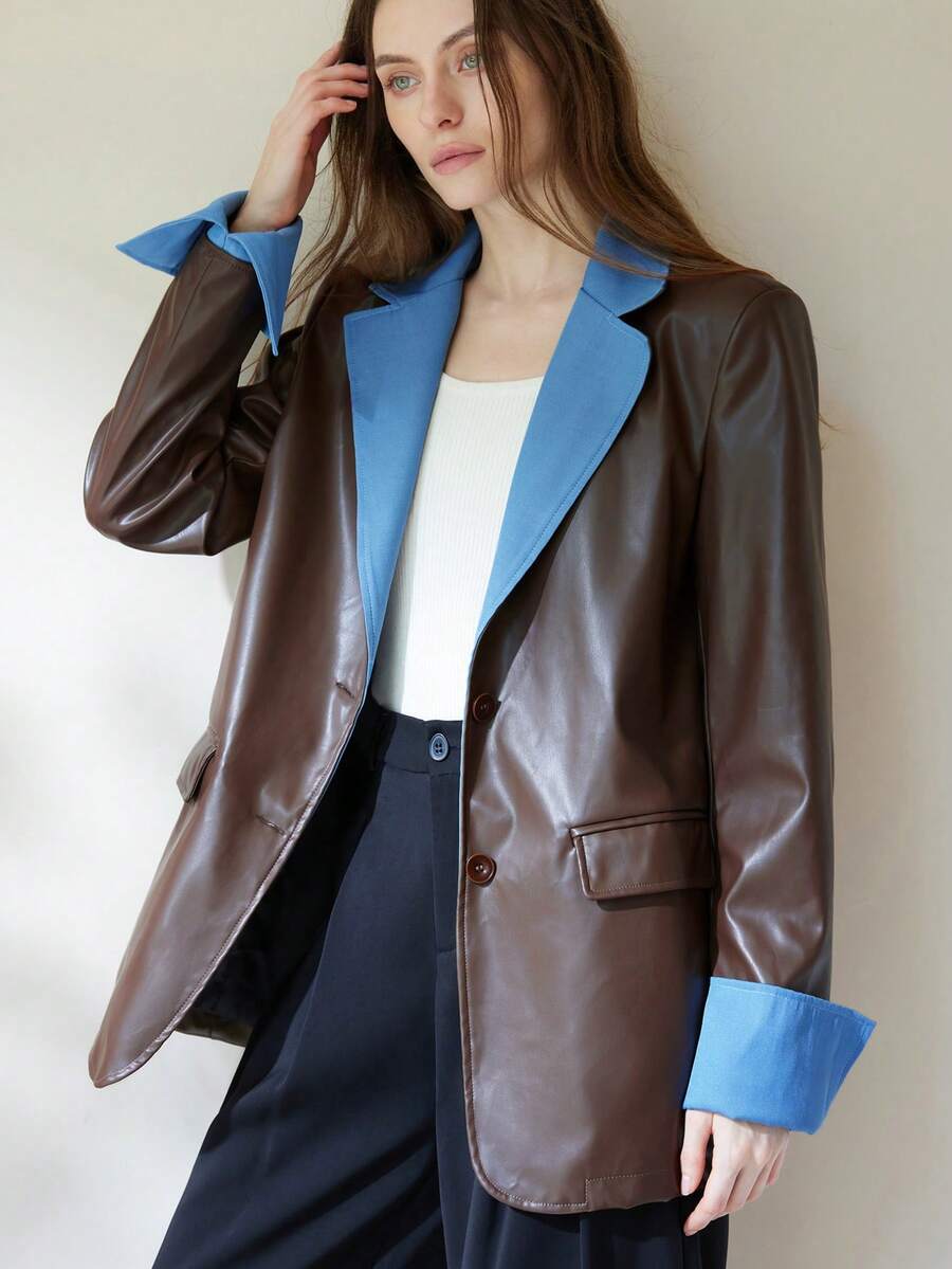 Aveloria Modichic 女士独特设计拼色西装外套