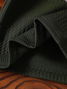 SHEIN Baby Boy Casual Solid Long Sleeve Button Collar Polo Shirt, Spring/Autumn Casual Boy 12 Months - Dark Green - View 5