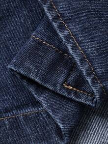 Vivie Lora Casual Loose Waist Tie Denim Jacket For Women, Long Sleeve - Blue - View 8