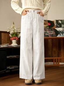 RivetRise Quần Jeans Nam Ống Rộng Màu Trắng Thoải Mái Thường Ngày - trắng - Xem 8