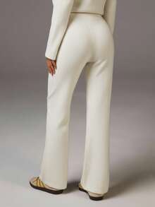 Athîral Women's Letter Pattern Drawstring Waist Casual Knit Pants, Autumn/Winter,Fall,Fall Clothes For Women - White - View 3