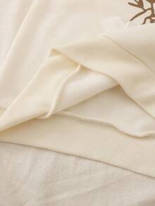 Vintaside Kids 女童杏色花卉印花针织运动衫，休闲修身套头衫，适合户外、家居、运动穿着 - 彩色 - 查看 6