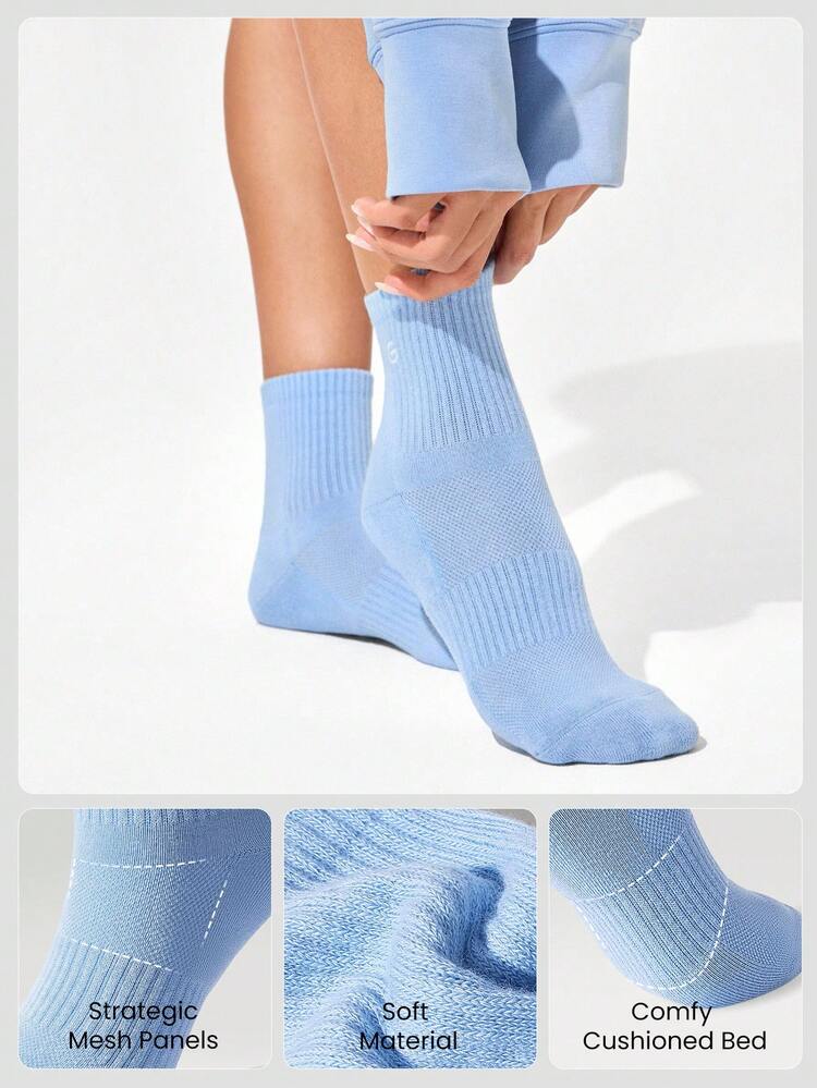 5 pares de calcetines suaves y ventilados con logo bordado para entrenamiento, uso diario y casual