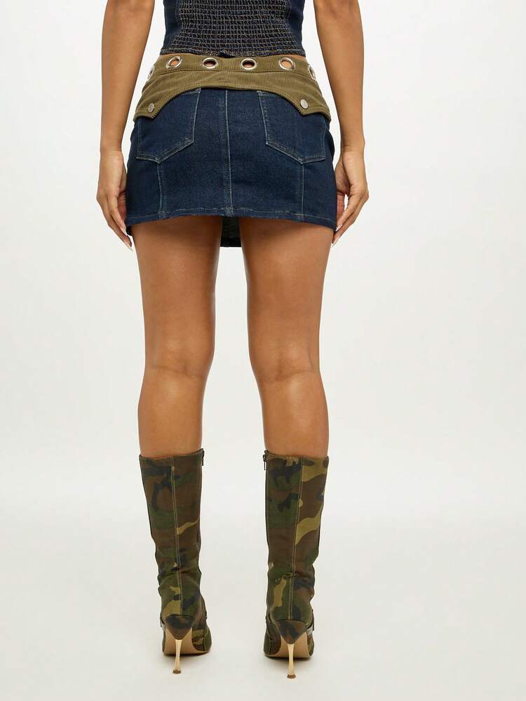 SUMWON WOMEN Denim-Cord-Western-Minirock