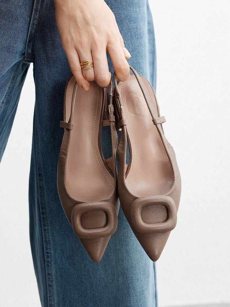 CUCCOO BIZCHIC Women's Casual Solid Color Backless Pointed Toe Flat Shoes For Christmas Spring Shoes