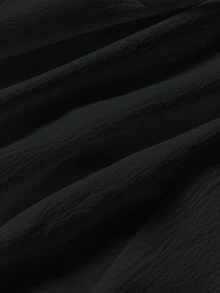 Attitoon 女式休闲前扣后系腰修身长袖衬衫，适合秋冬季 - 黑色 - 查看 5