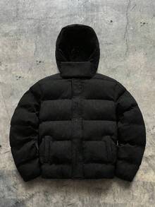 AXEPEAK Abrigo casual de invierno de manga larga y grueso para hombre - Negro - Ver 1