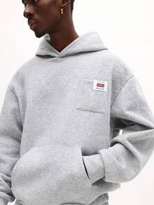 SUMWON 男士灰色连帽衫和运动裤套装休闲抽绳家居服冬季舒适运动服 - 灰色 - 查看 5