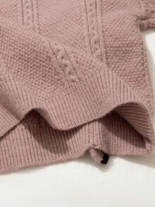 Souflis Souflis 2 件套女童圆领毛衣和荷叶边腰格子迷你裙套装，幼儿/小女孩针织开衫和裙子套装，秋冬 - 粉色 - 查看 9