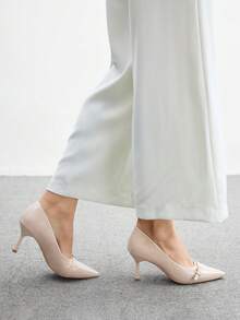 CUCCOO BIZCHIC 杏色女士高跟鞋，性感细高跟尖头鞋，适合户外、通勤、派对、宴会 - 杏色 - 查看 3