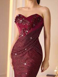 Coutiva 正式晚礼服（华丽装饰） - 酒紅色 - 查看 1