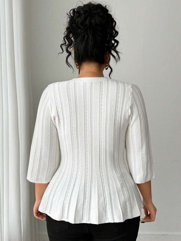 Dazy Plus V-Neck Fitted Flare Sleeve Fashionable Elegant Cardigan, Early Autumn