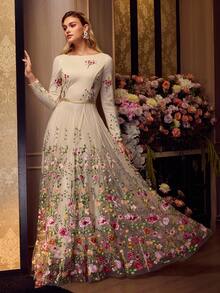 MOTF Soiréza WOMEN'S PARTY FLORAL EMBROIDERED LONG PROM DRESS - Multicolor - View 7