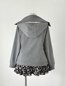 Sunspun Plus Size Women Gray Knit Casual Jacket - Grey - View 2