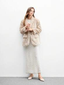 CUCCOO BIZCHIC 女士尖头低跟平底一脚蹬鞋，舒适休闲杏色平底鞋，适合工作和通勤 - 杏色 - 查看 10