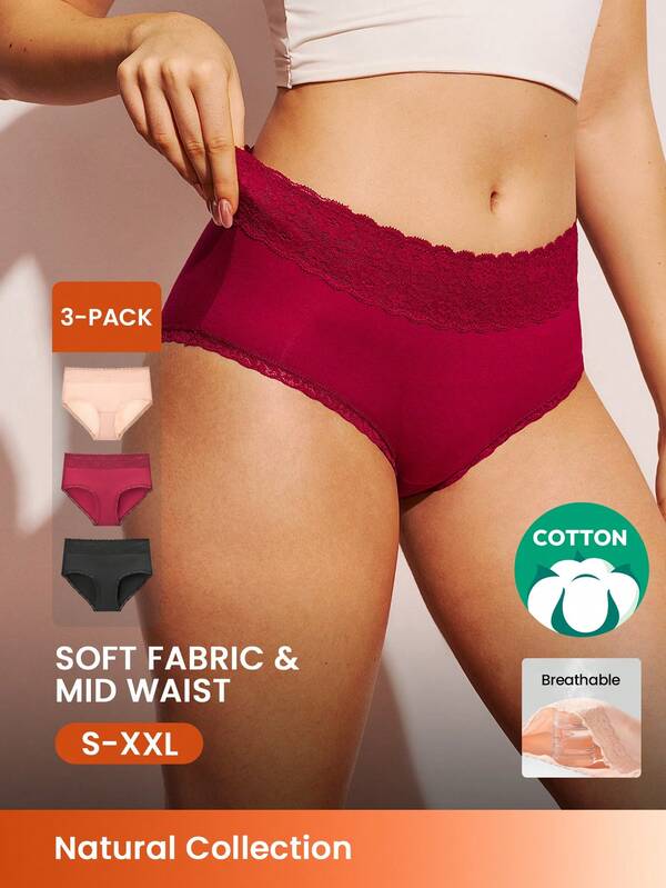 LUVLETTE Paquete de 3 bragas de algodón de talle alto para mujer, estilo de pijamas navideños 2025