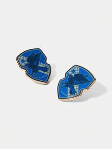 HARRY POTTER X SHEIN 1 Pair Fashion Eagle Badge Stud Earrings - Blue - View 3
