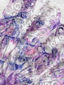 Soleia 性感露肩蕾丝双层合身束腰上衣，花卉刺绣镂空浪漫甜美粉色上衣，女士夜店装