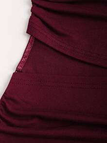 Sweetra 女式性感修身金属扣迷你连衣裙 - 紅木色 - 查看 5