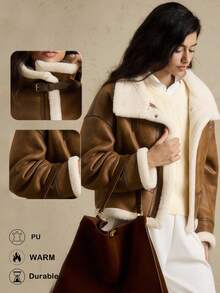 Briarwyn Fashionable Versatile Retro Fleece Warm Brown Jacket, Autumn/Winter,Fall Clothes For Women ,Old Money Style Women,Women's Winter Jacket,Chic Women's Jacket - Coffee Brown - View 7