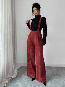 Rafferiza Women's Red Plaid Retro Vintage Overalls,Christmas New Year High-End Comfortable Sanded Plaid Overalls For Party,Autumn Winter Summer School - Multicolor - View 7