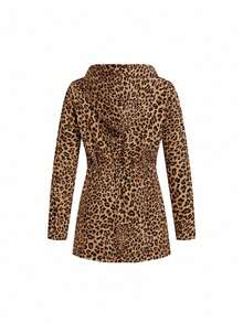 SHEIN Clasi Plus Size Women's Reversible Zip-Up Drawstring Hooded Jacket, Autumn/Winter - Multicolor - View 3