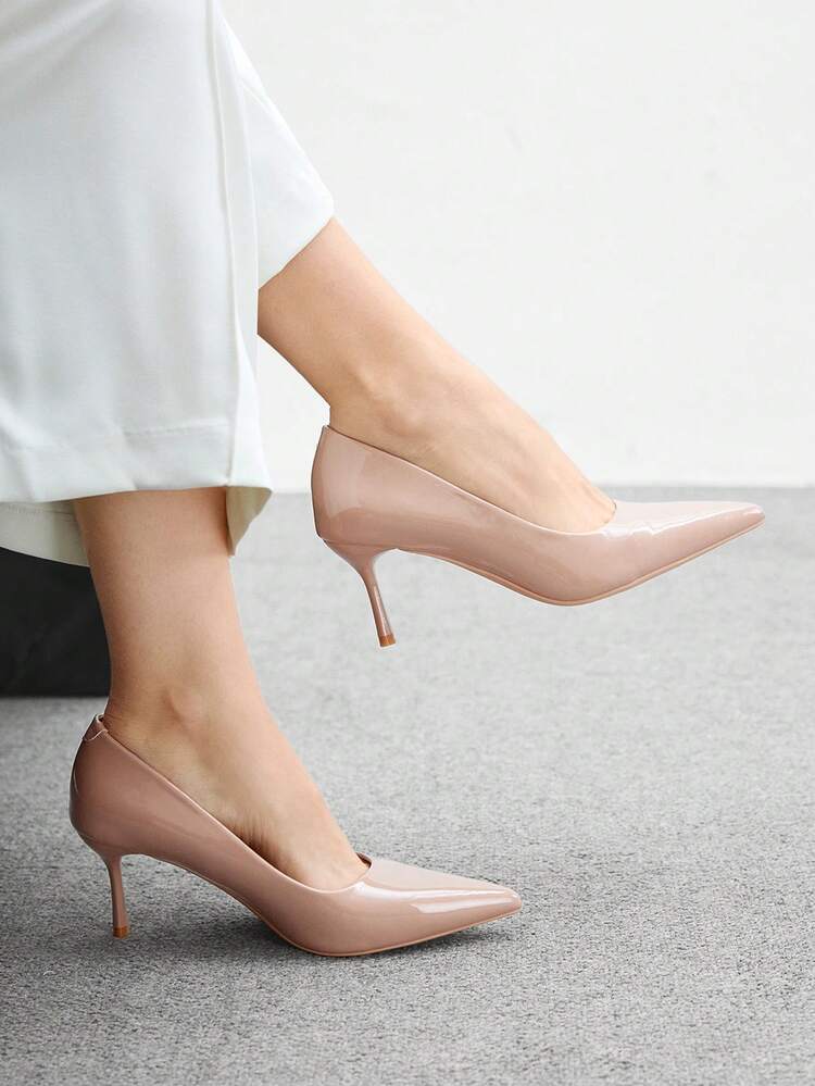 CUCCOO BIZCHIC Pointed Toe Slim High Heel Apricot Minimalist Comfortable Commute Daily Versatile Office Lady High Heel Pumps, Elegant Fashion Sexy High Heels Suitable For Work, Party, Banquet For Christmas - Apricot - View 1