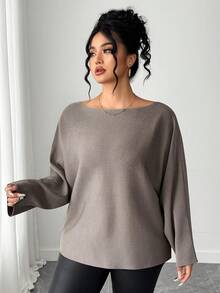 Dazy Plus Maglione casual oversize da donna con scollo a barca, tinta unita, adatto per autunno/inverno