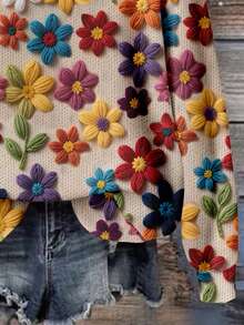 SHEIN LUNE 女士休闲复古印花卫衣，适合秋冬季节，3D立体印花，复古风，秋季大码卫衣，女士毛衣，女士卫衣，可爱卫衣