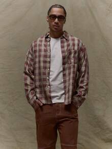 Musero Camisa de manga larga con botones y bolsillo delantero, estilo de cuadros todo sobre, detalles occidentales para otoño, primavera y verano - Multicolor - Ver 2