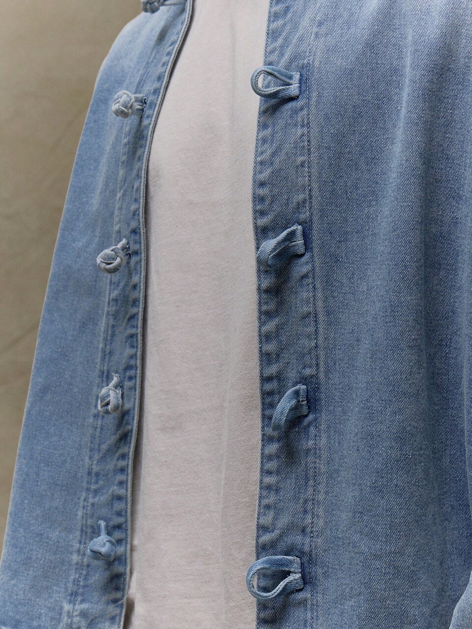 Oversized Long Sleeve Tie Knot Fastening Denim Shirt Style Jacket SPRING SUMMER Wardrobe
