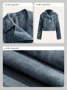 Anewsta Women's Denim Effect Jacket, Suitable For Autumn, Winter, Going Out, Elegant, Formal, Party, Chic, New Year, Christmas, Work, Graduation, Wedding