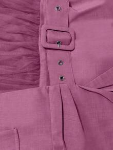 EMERY ROSE Women's Fashion Commuter Mesh Patchwork Thin Jacket - Hot Pink - View 6