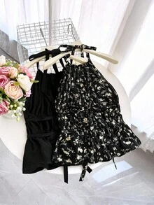 SHEIN EZwear Set de 2 piezas de camiseta y top de tirantes con estampado floral para tallas grandes, para primavera/verano - Multicolor - Ver 2