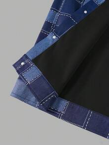 Manfinity EMRG Áo khoác denim rách đa năng thường ngày cho nam, phong cách Ins, Thu/Đông - Màu xanh lam - Xem 6