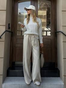 Elyressa Women's Elegant Casual Linen Khaki Pants, Suitable For Commuting - Khaki - View 5