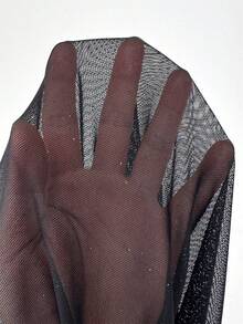 Rafferiza 优雅长款鱼尾下摆二合一AB拼接披肩针织网纱金箔针织面料秋冬黑色优雅女装优雅派对礼服女士优雅连衣裙闪亮亮片连衣裙女士亮片连衣裙时尚晚礼服黑色连衣裙女士优雅套装 - 黑色 - 查看 6